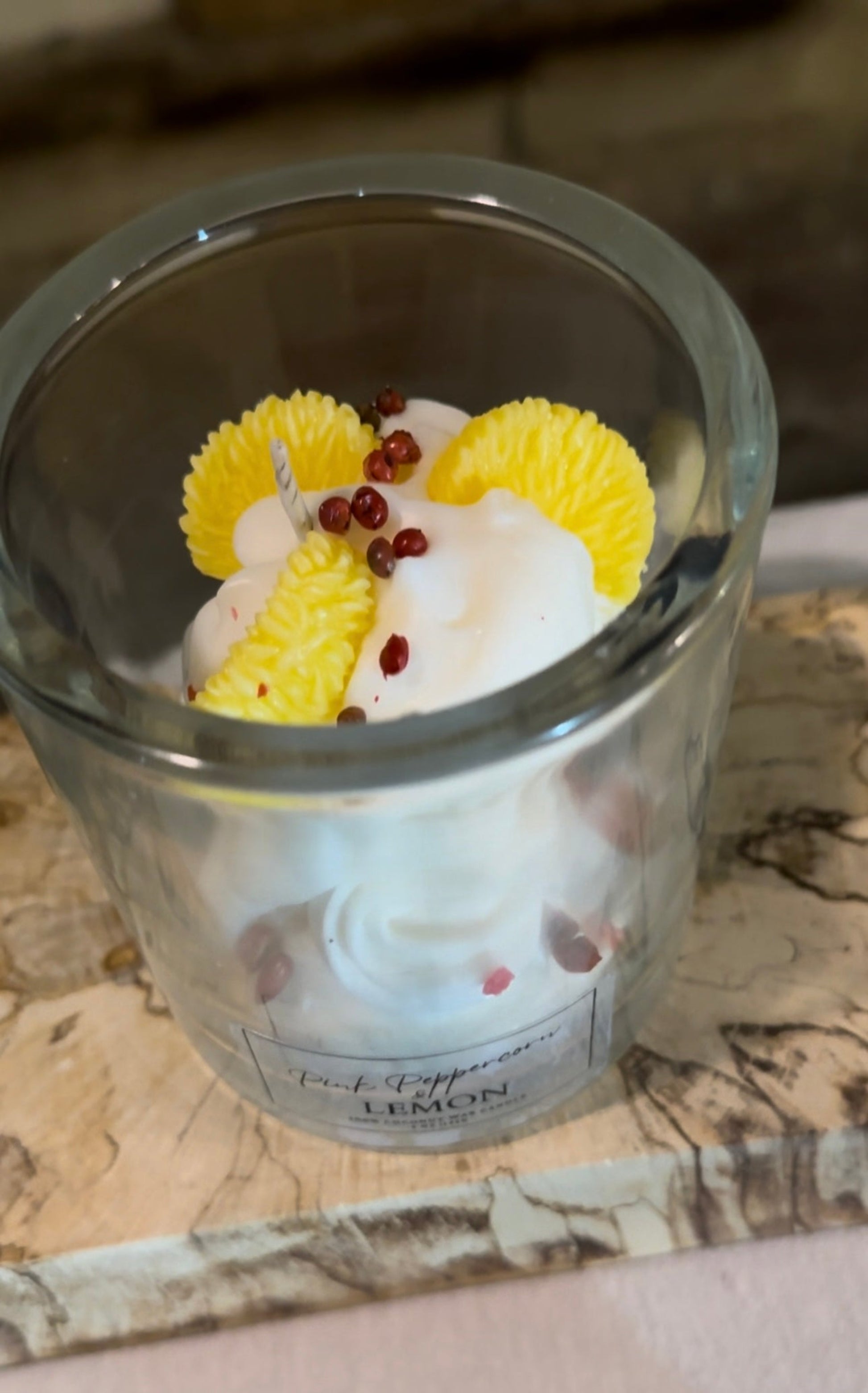 pink pepercorn candle