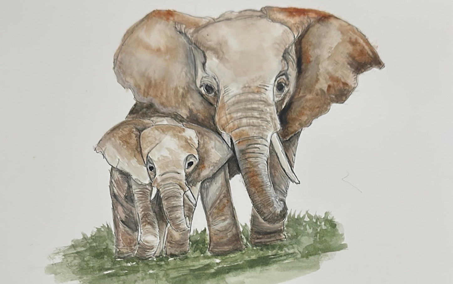 ELEPHANTS HANDPAINTED OYSTER SHELL SOAP DISH AND SOAP