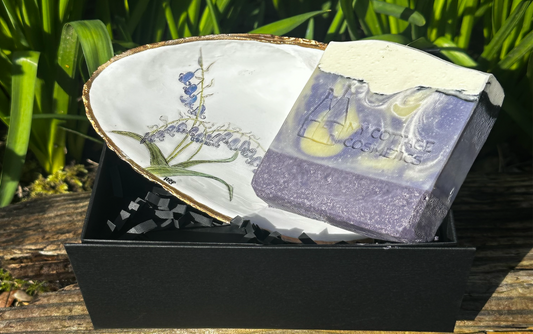 BLUEBELL HANDPAINTED OYSTER SHELL SOAP DISH