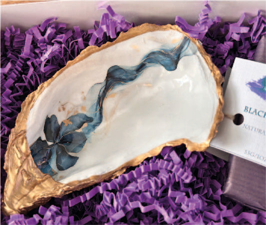 BLUE SMOKE OYSTER SHELL SOAP DISH