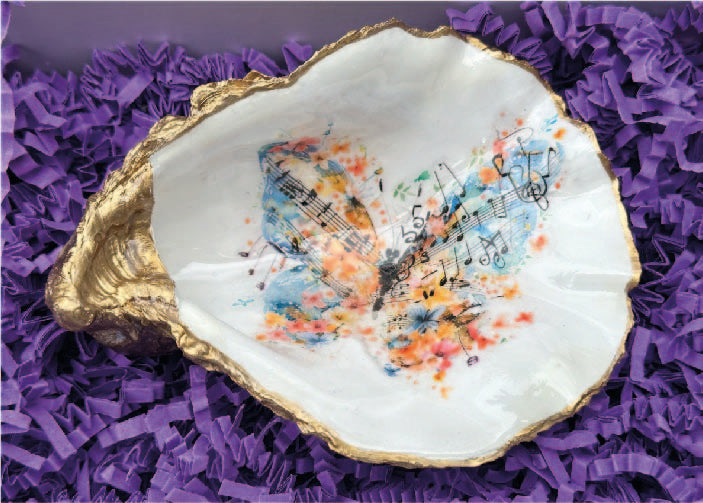 BUTTERFLY NOTES OYSTER SHELL SOAP DISH