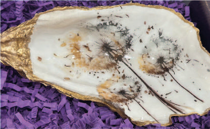 GREY DANDELION OYSTER SHELL SOAP DISH