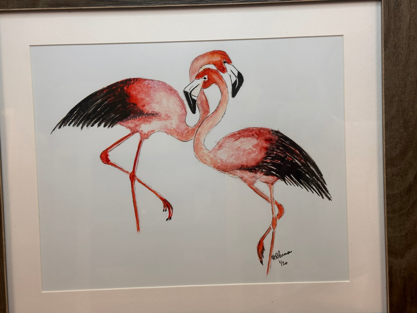 FLAMINGOES HANDPAINTED OYSTER SHELL SOAP DISH AND SOAP