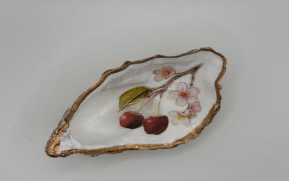 SWEET CHERRIES DESIGN OYSTER SHELL SOAP DISH