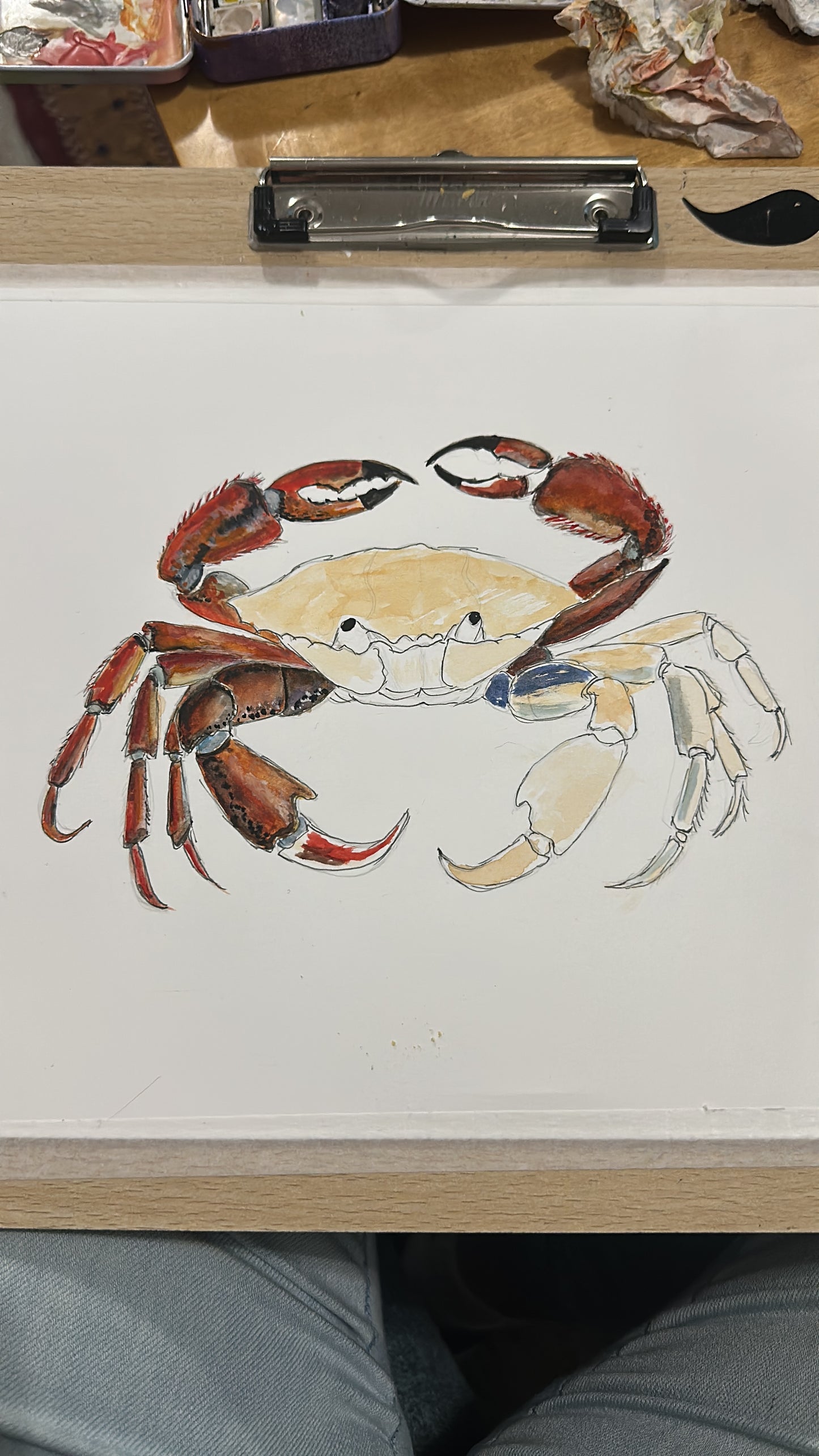 CRAB HANDPAINTED OYSTER SHELL SOAP DISH AND SOAP