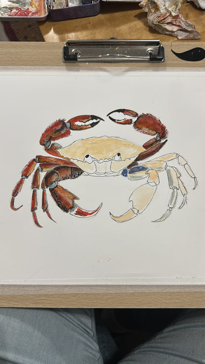 CRAB HANDPAINTED OYSTER SHELL SOAP DISH AND SOAP