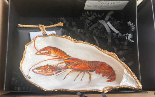 LOBSTER HANDPAINTED OYSTER SHELL SOAP DISH AND SOAP