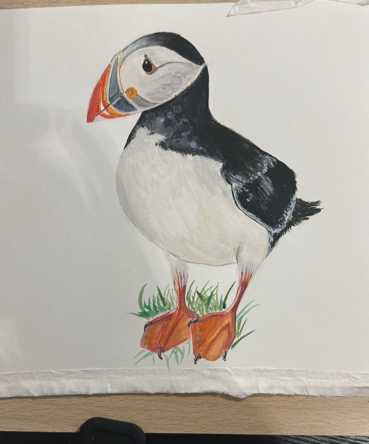 PUFFIN HANDPAINTED OYSTER SHELL SOAP DISH AND SOAP